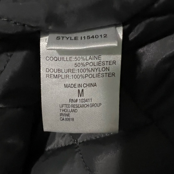 NWT $230 Lifted Research Kingsford Quilted Lined Wool Duffle Coat in Charcoal - Picture 17 of 17